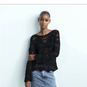 ZARA. Lace Black Lace Sweater